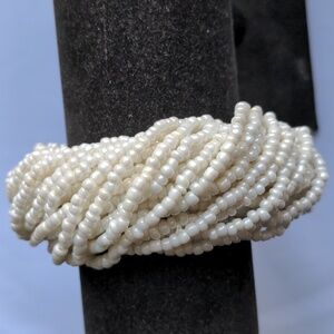 New Seed Bead Waterfall Bracelet. White, Adjustable, Crochet Clasp, Comfortable
